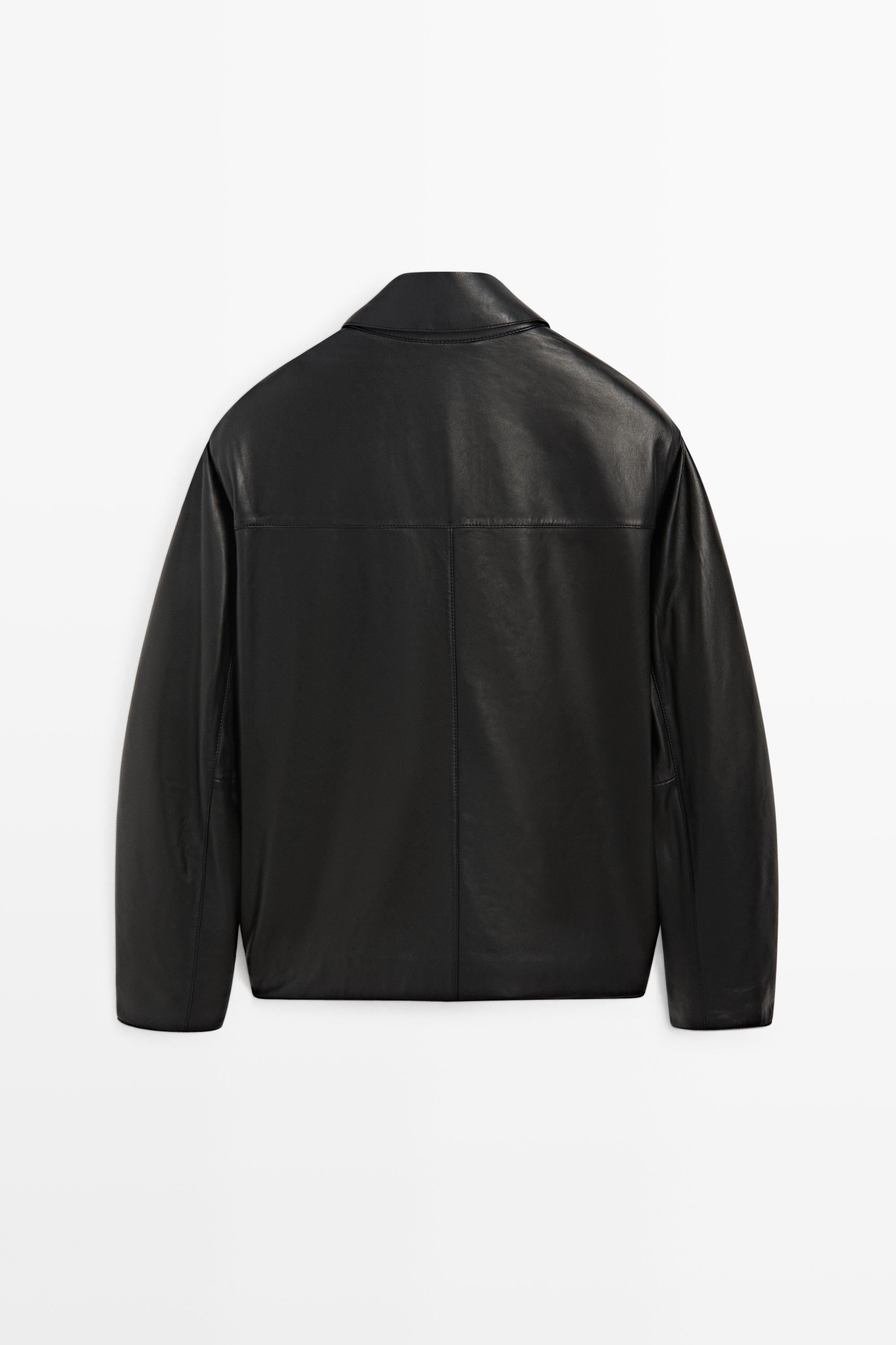 Nappa leather jacket with pocket detail